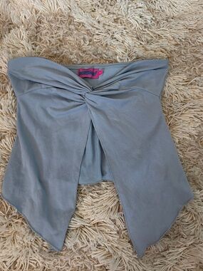 Edikted Light Gray Strapless Twist Front Tank Top
